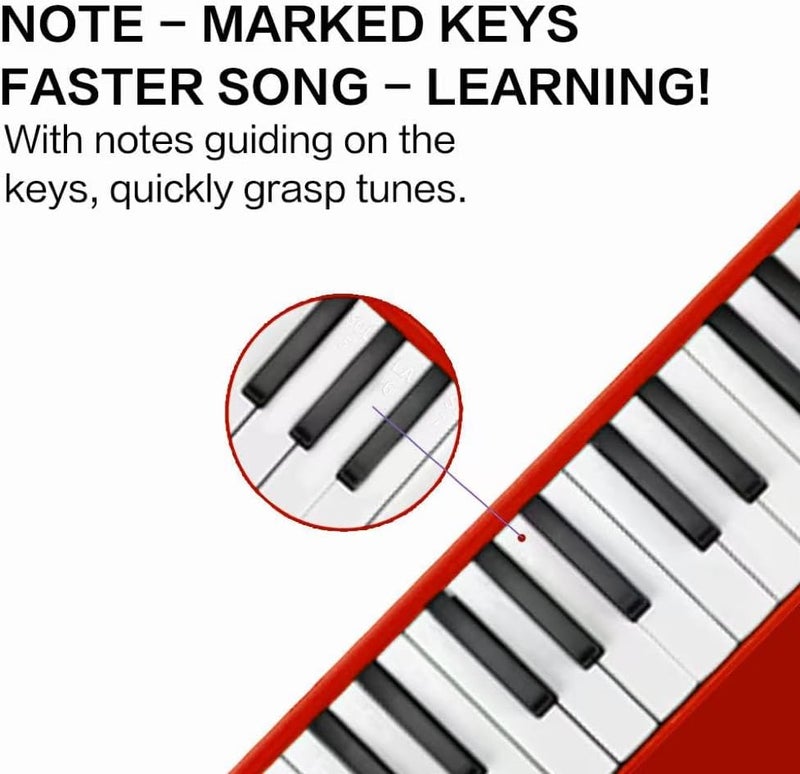 EROK 32 Keys Melodica Keyboard Instrument - Portable with Carrying Bag, Ideal for Beginners & Adults Gift (Red) - Image 2